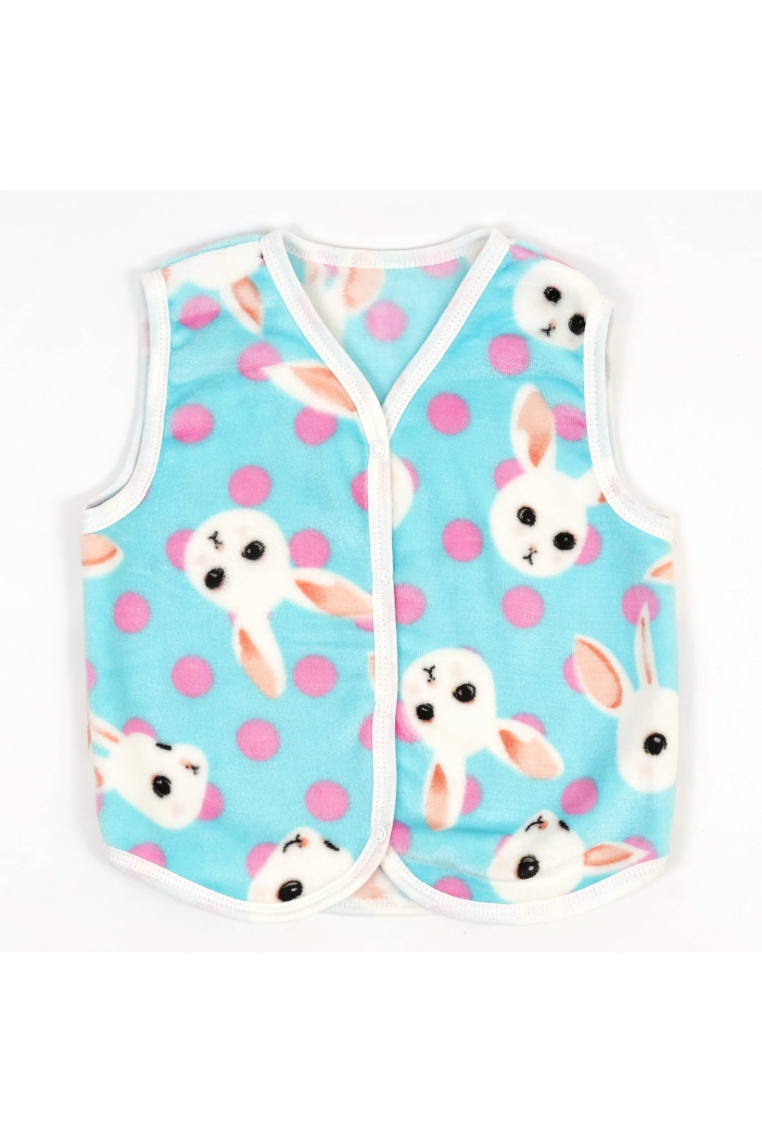 Пухнастий жилет для малят Кролики блакитний велсофт