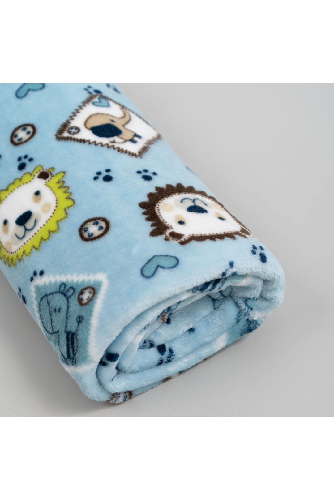 Пухнастий плед ясельний звірюшки блакитний велсофт