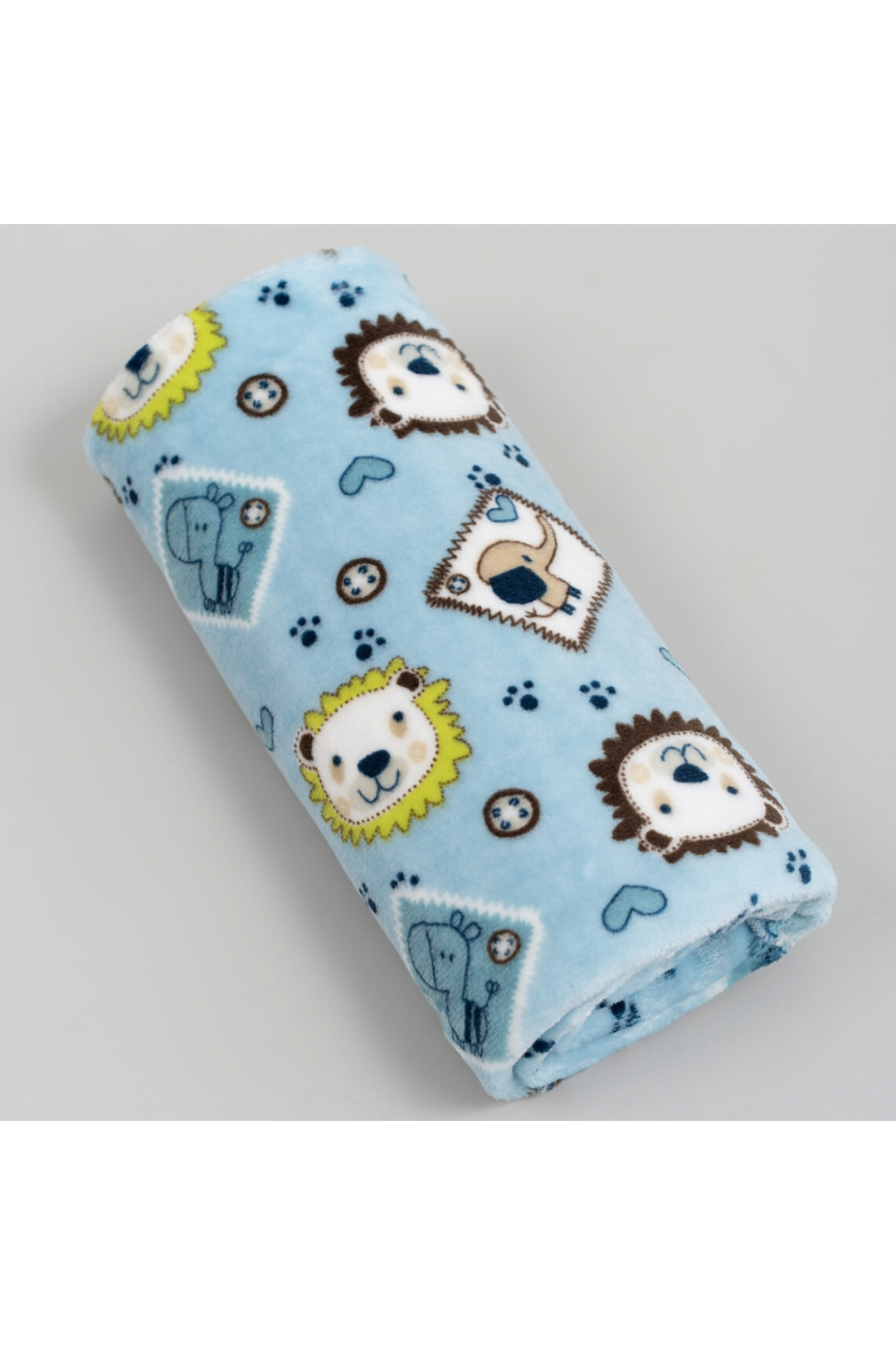 Пухнастий плед ясельний звірюшки блакитний велсофт