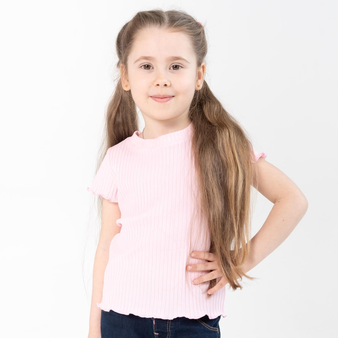 Футболка для дівчинки рожевий рубчик