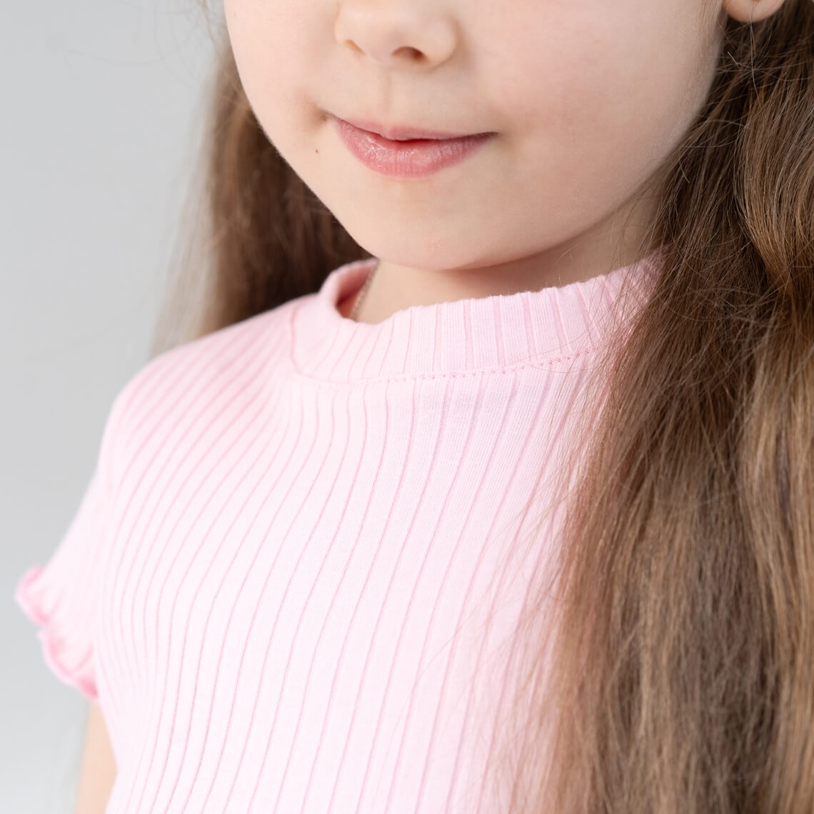 Футболка для дівчинки рожевий рубчик