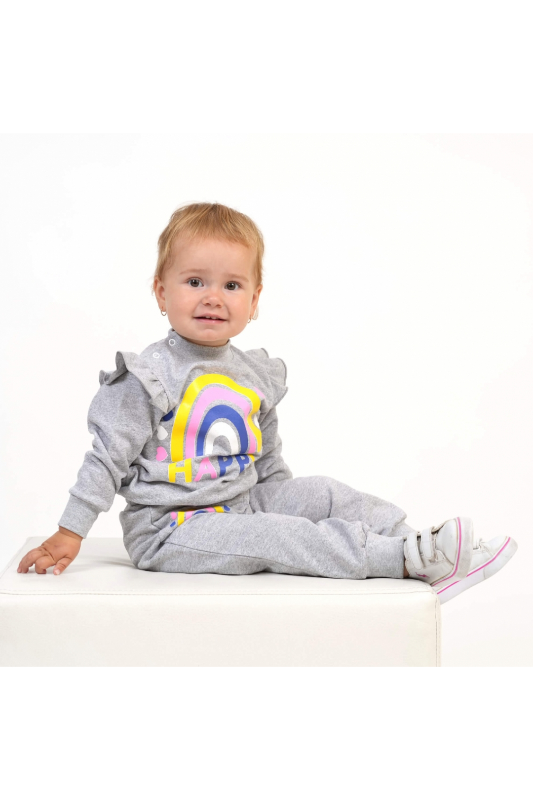 Костюм для дівчинки Веселка сірий начіс (футер)