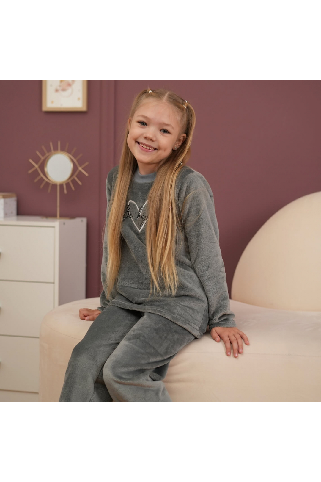 Піжама для дівчинки графіт вельсофт