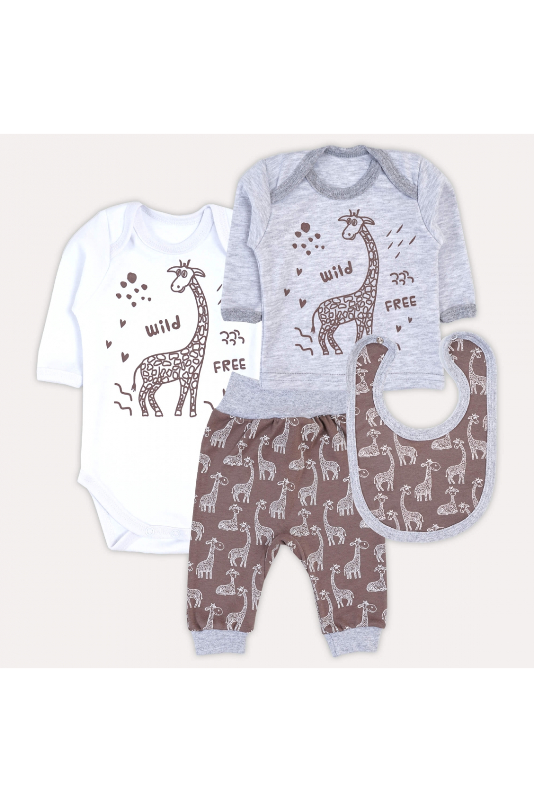 Комплект для малят  Жирафи шоколад інтерлок
