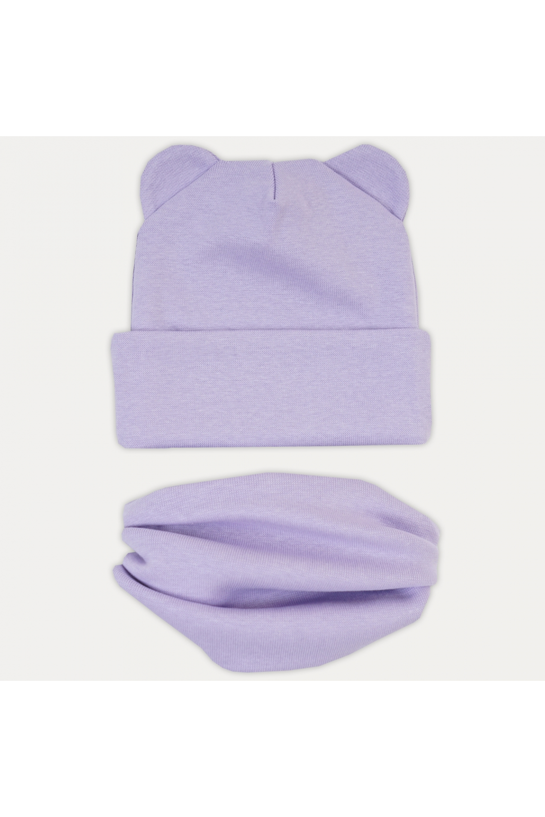 Шапочка і хомут для малят бузковий стрейч