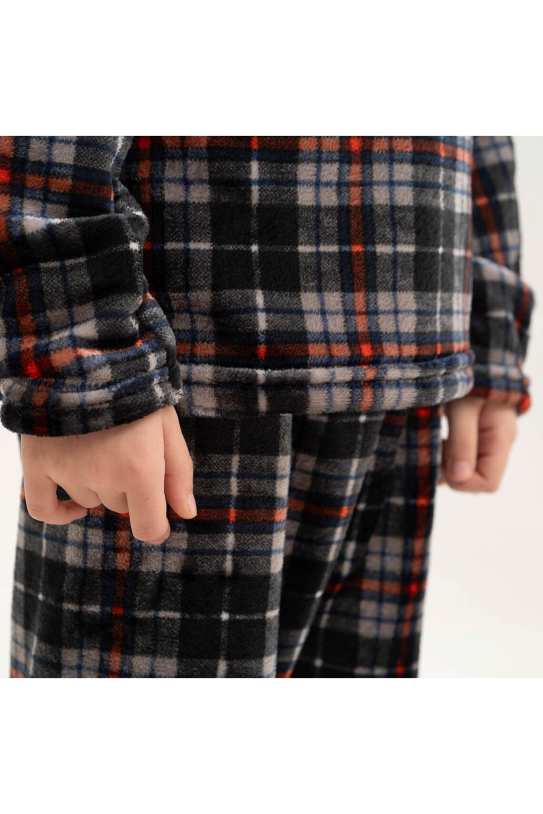 Піжама тепла для хлопчика Клітинка синій велсофт