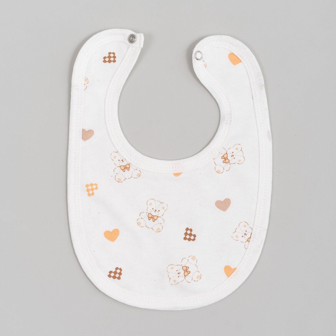 Слинявчик дитячий Сердечки та ведмежатка молочний начіс(футер)