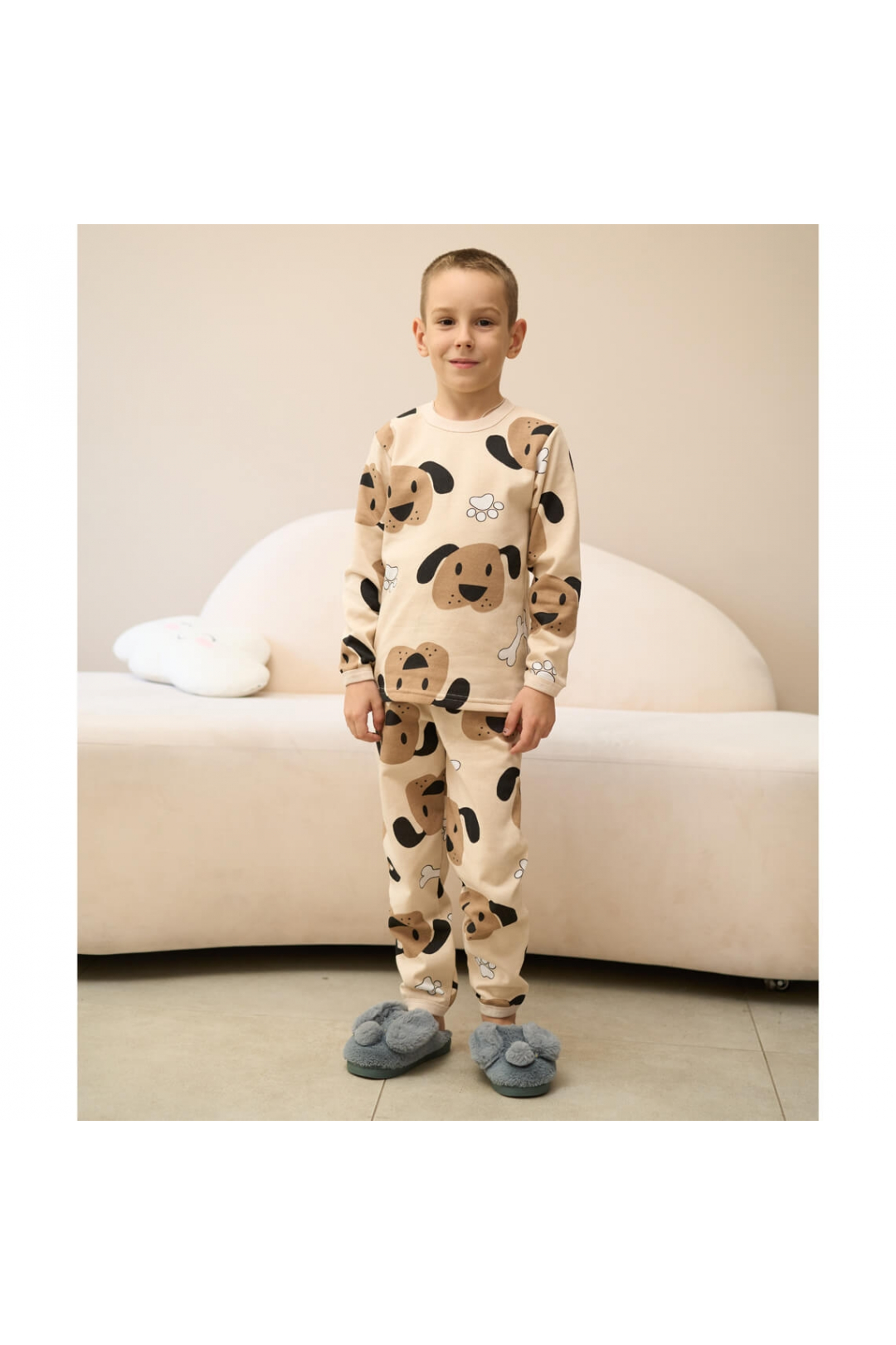 Піжама для хлопчика  Собаки бежевий начіс (футер)