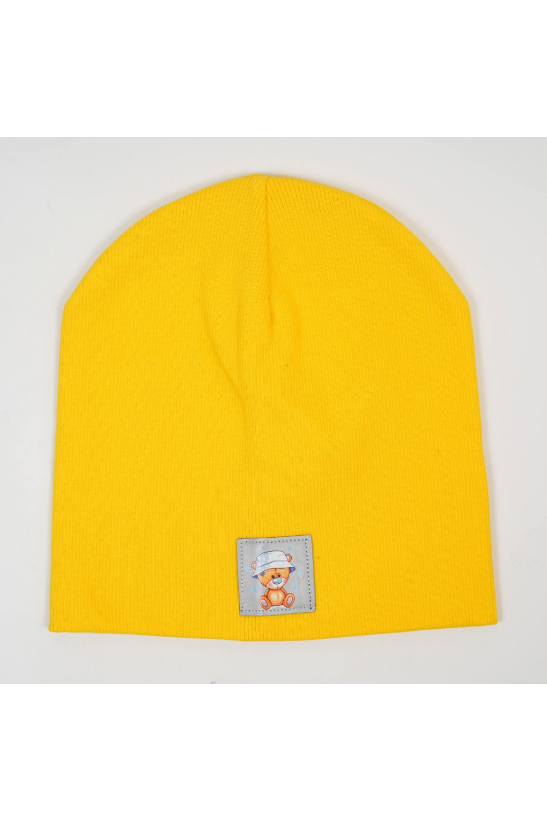 Шапка  для хлопчика Ведмедик жовтий рубчик преміум