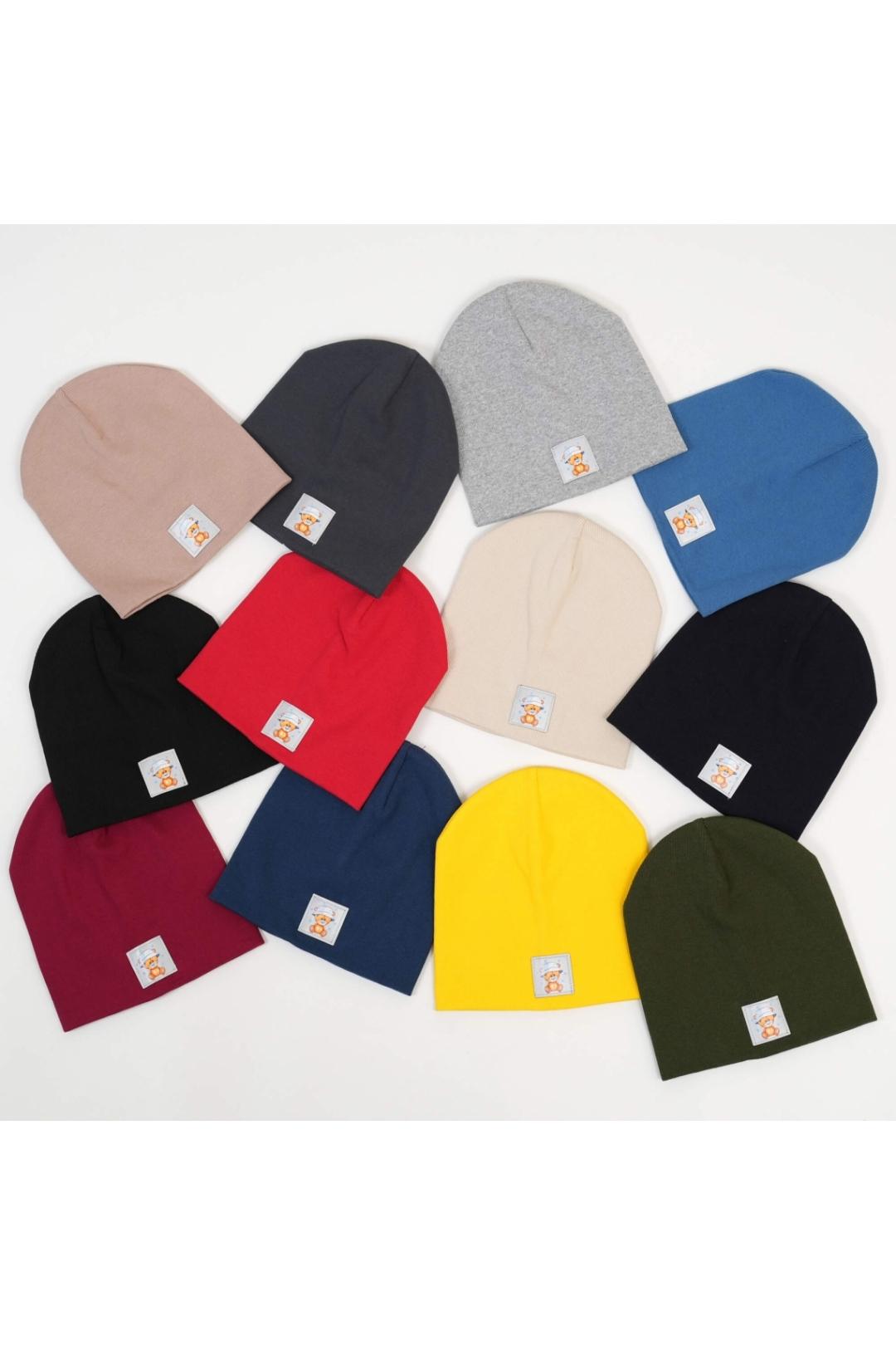 Шапка  для хлопчика Ведмедик жовтий рубчик преміум