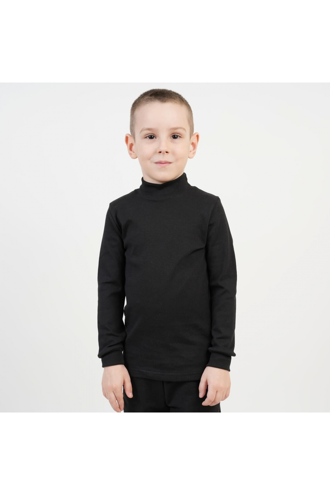 Гольф для хлопчика чорний щільний стретч з начісом