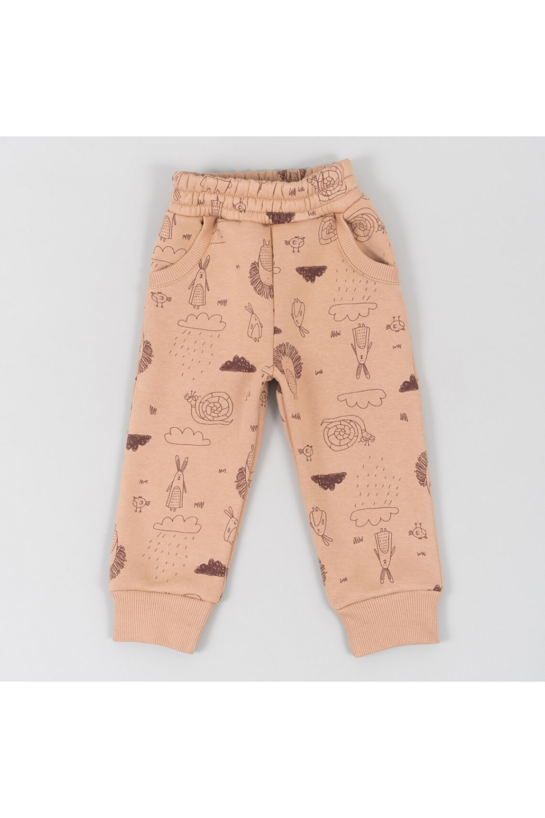 Теплі штанці для малят Лісові Звірята карамель тринитка на флісі