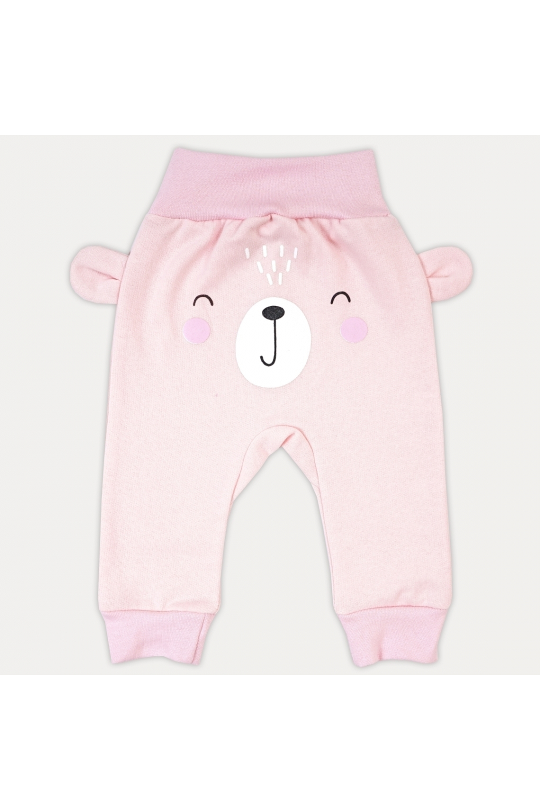 Штанці  ясельні з мордочкою та вушками рожевий начіс (футер)