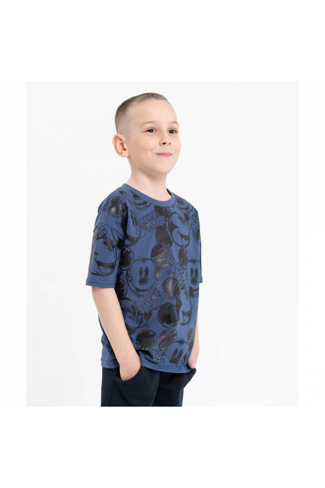 Футболка для хлопчика Мікі Індиго кулір-двонитка