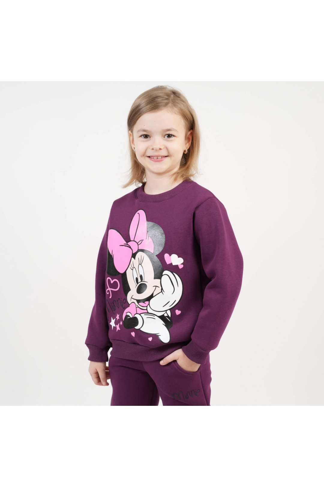 Костюм теплий для дівчинки Міні сливовий тринитка на флісі