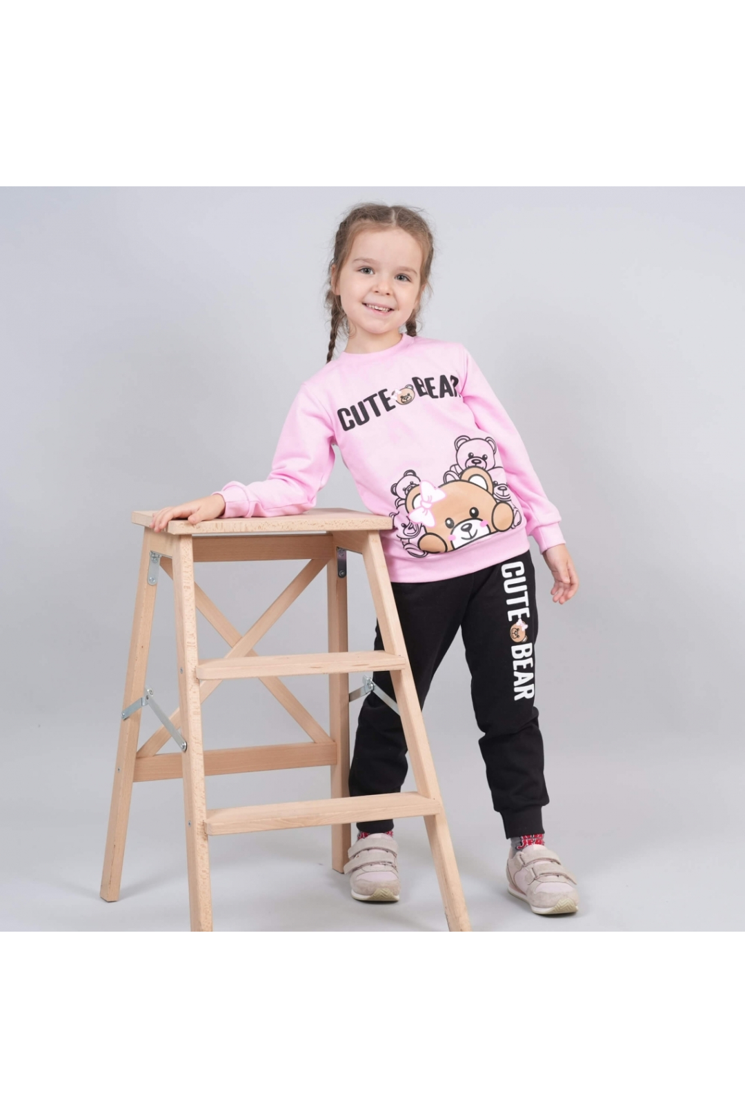 Костюм для дівчинки Ведмедики рожевий начіс (футер)
