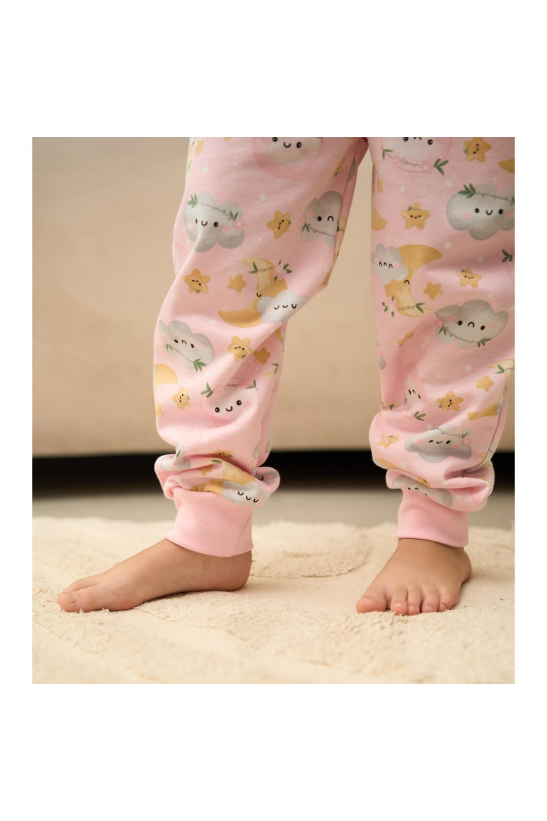 Піжама-комбінезон для дівчинки  Хмаринки рожевий начіс (футер)