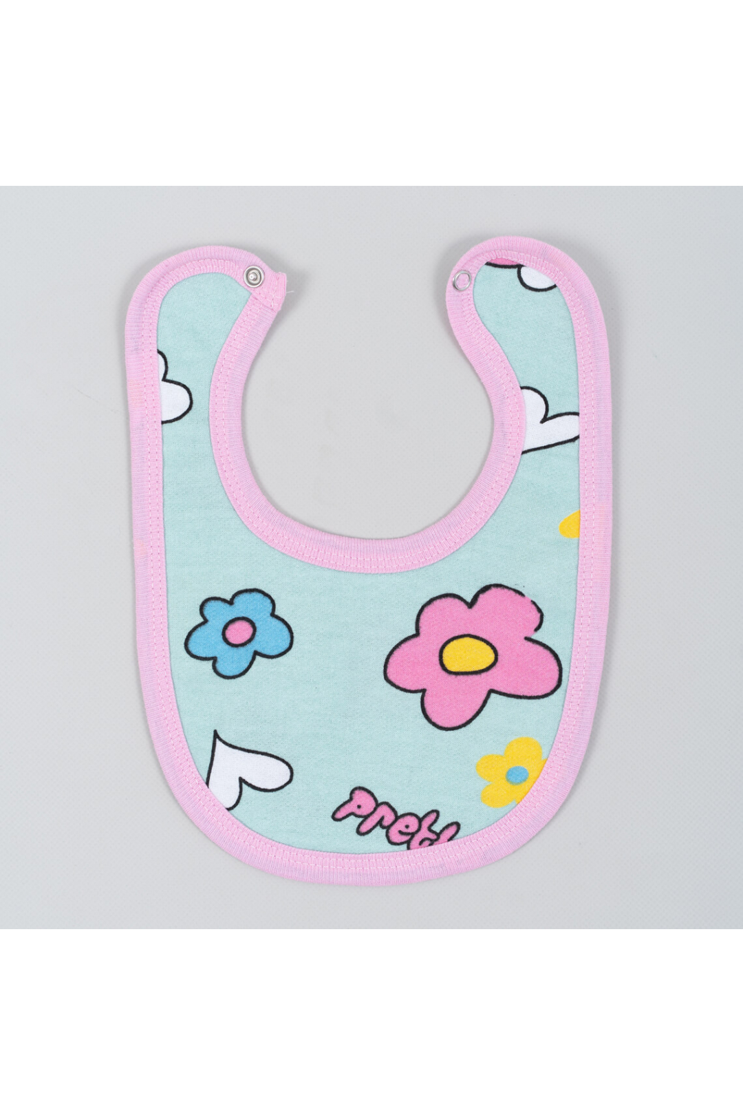 Слинявчик дитячий  Квіточки бірюза начіс (футер)