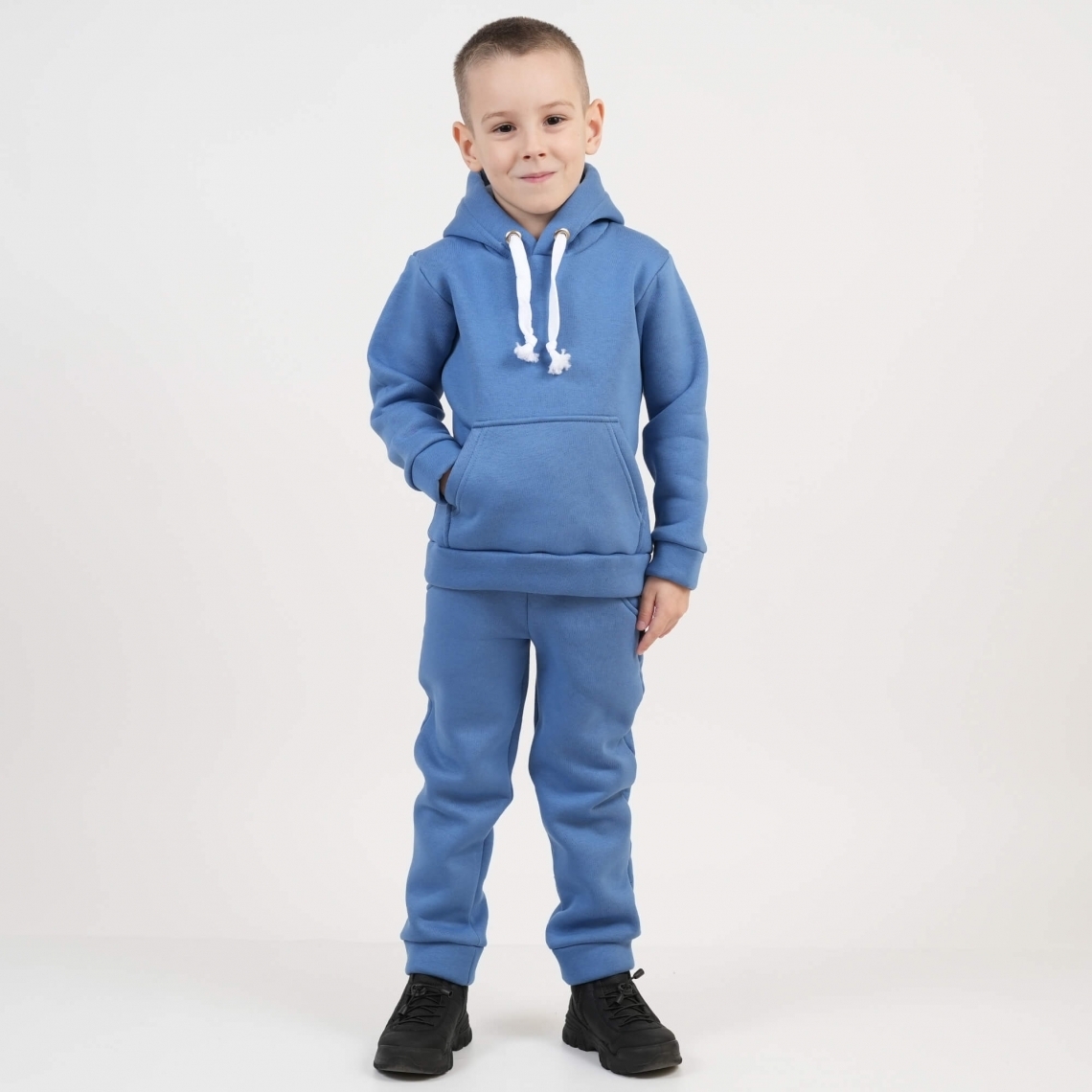 Теплий костюм для хлопчика блакитний тринитка на флісі