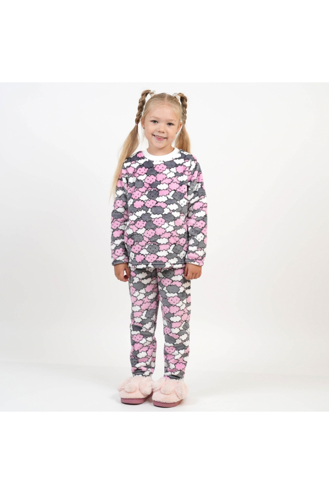 Піжама для дівчинки Хмаринки рожевий велсофт