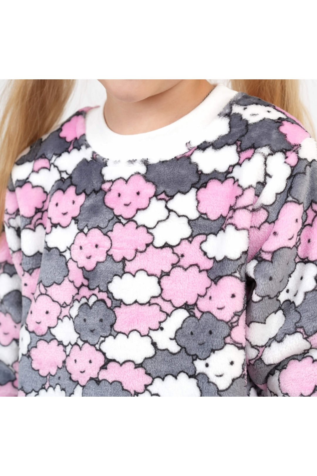 Піжама для дівчинки Хмаринки рожевий велсофт