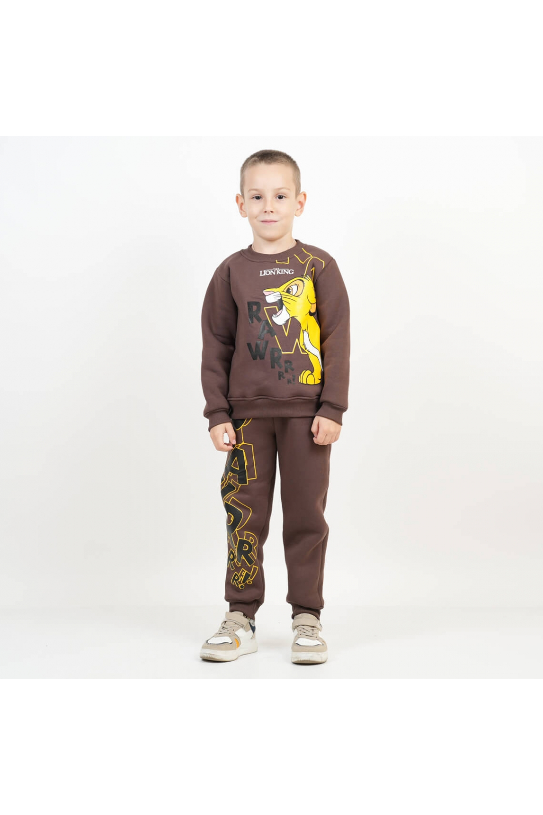 Костюм теплий для хлопчика Сімба шоколад тринитка на флісі