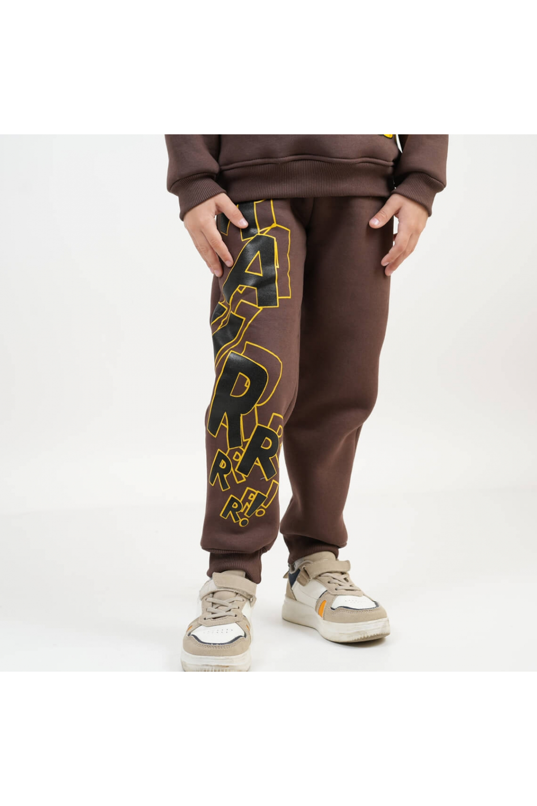 Костюм теплий для хлопчика Сімба шоколад тринитка на флісі