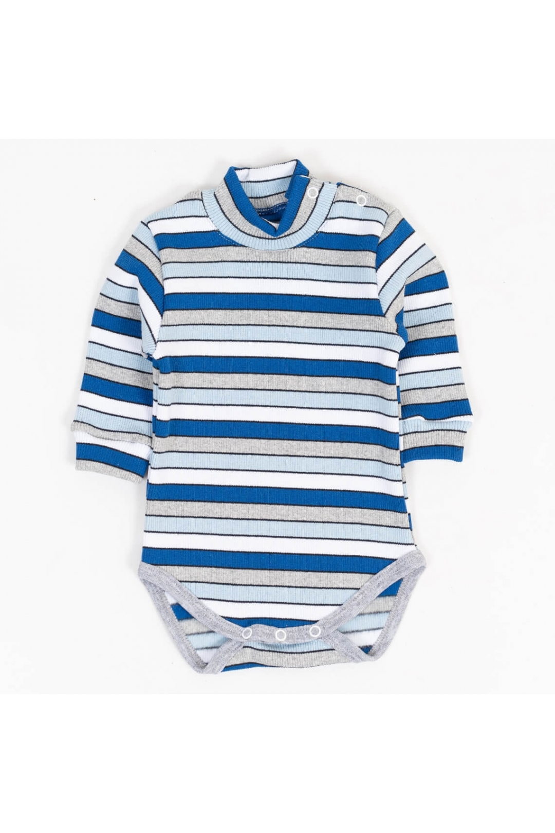 Боді теплий в полоску  рубчик з начісом сіро-блакитний щільний стретч з начісом