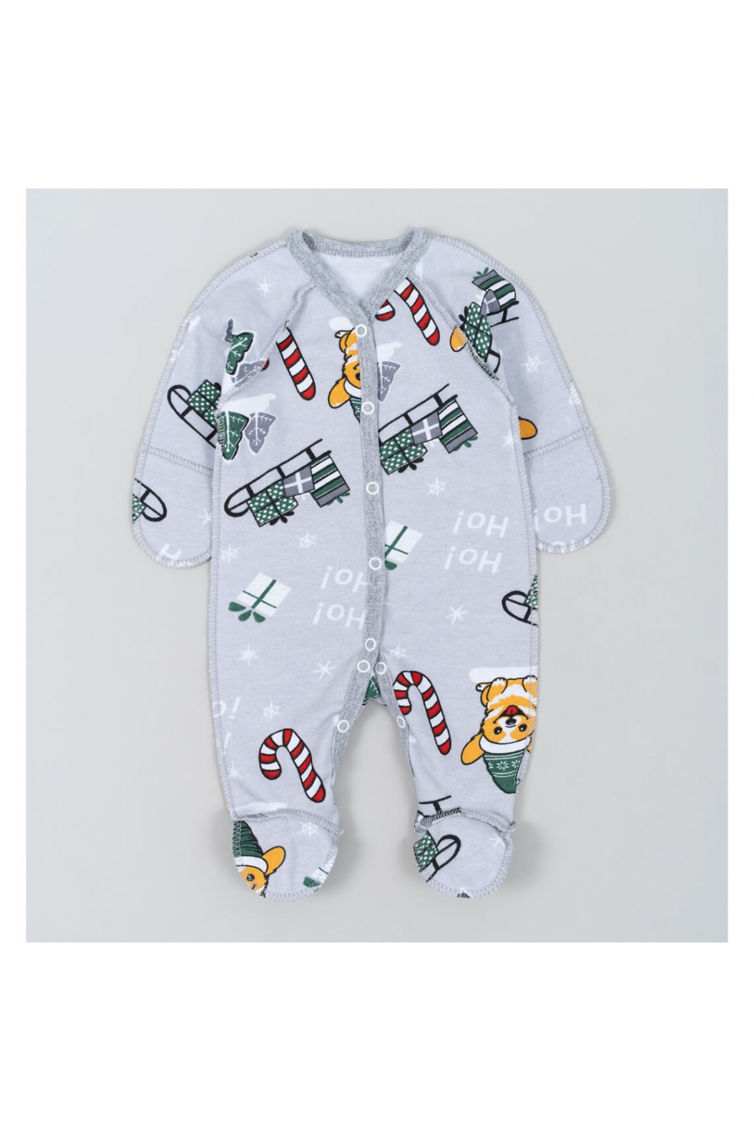 Сліп для новонароджених Новорічні подарунки сірий начіс високої якості(футер)