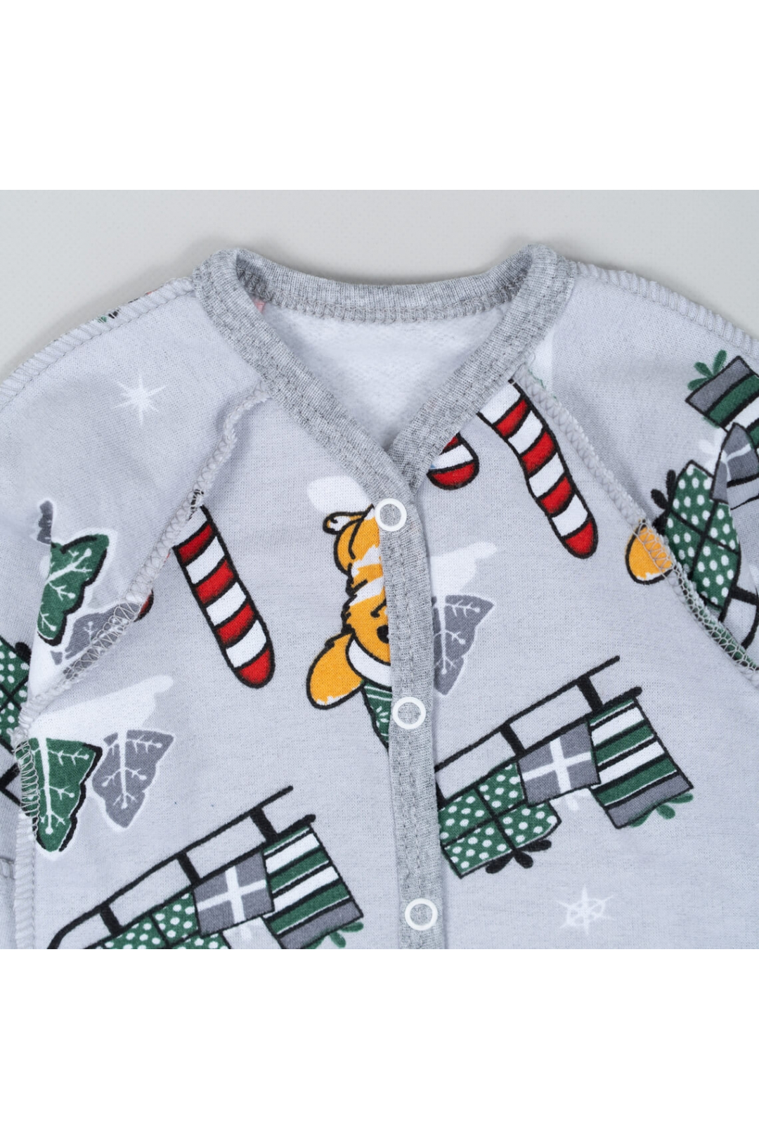 Сліп для новонароджених Новорічні подарунки сірий начіс високої якості(футер)