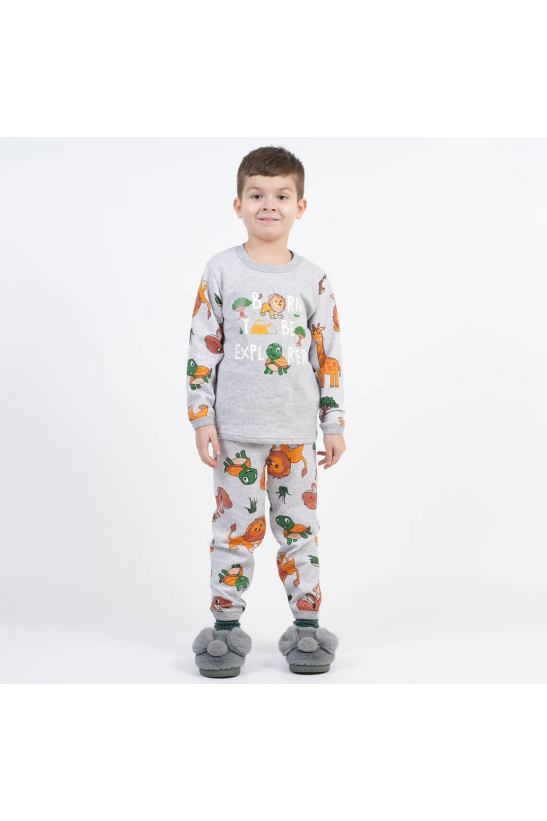 Піжама для хлопчика Сафарі сірий начіс (футер)