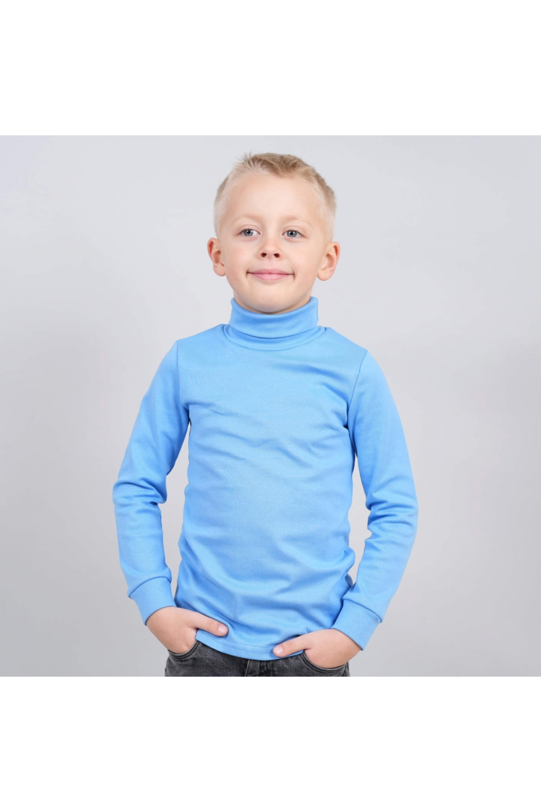 Гольф для хлопчика блакитний стретч начісний