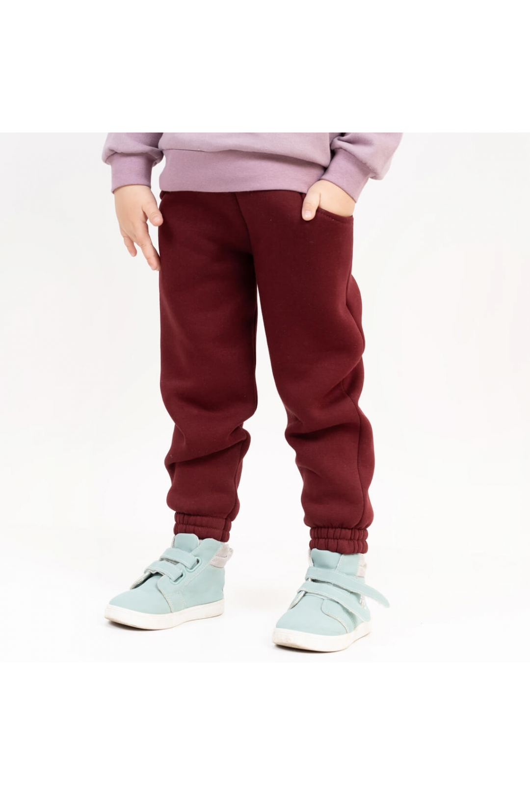 Штани для дівчинки бордо тринитка на флісі