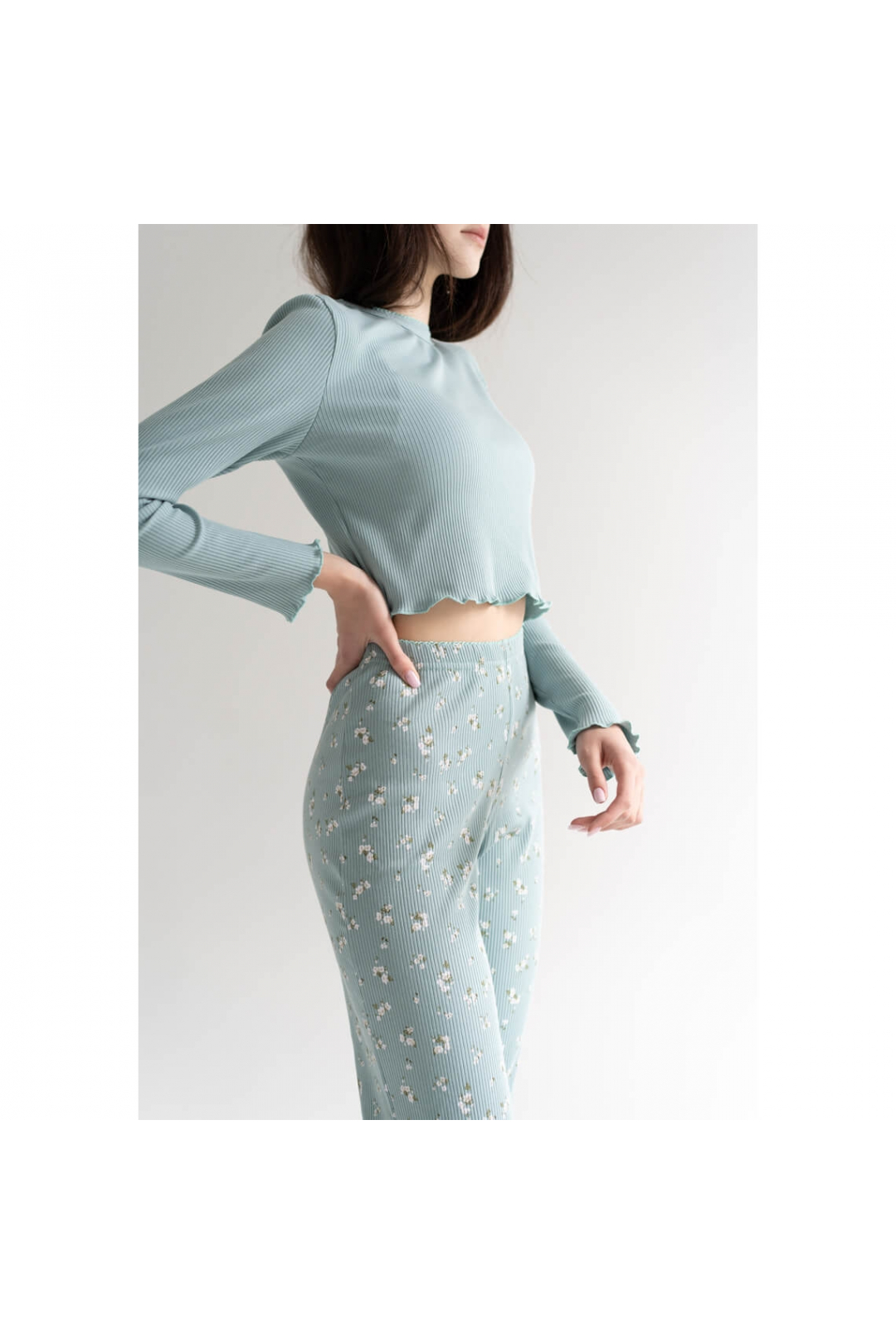 Комплект жіночий для дому ментол рубчик преміум