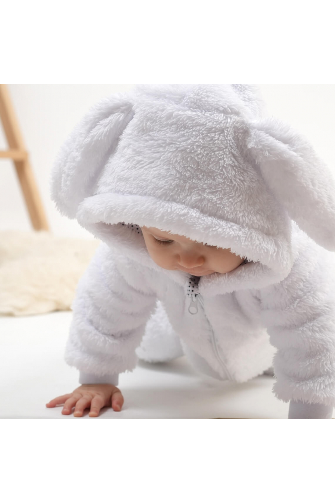 Комбінезон для новонароджених Зайка молочний велсофт