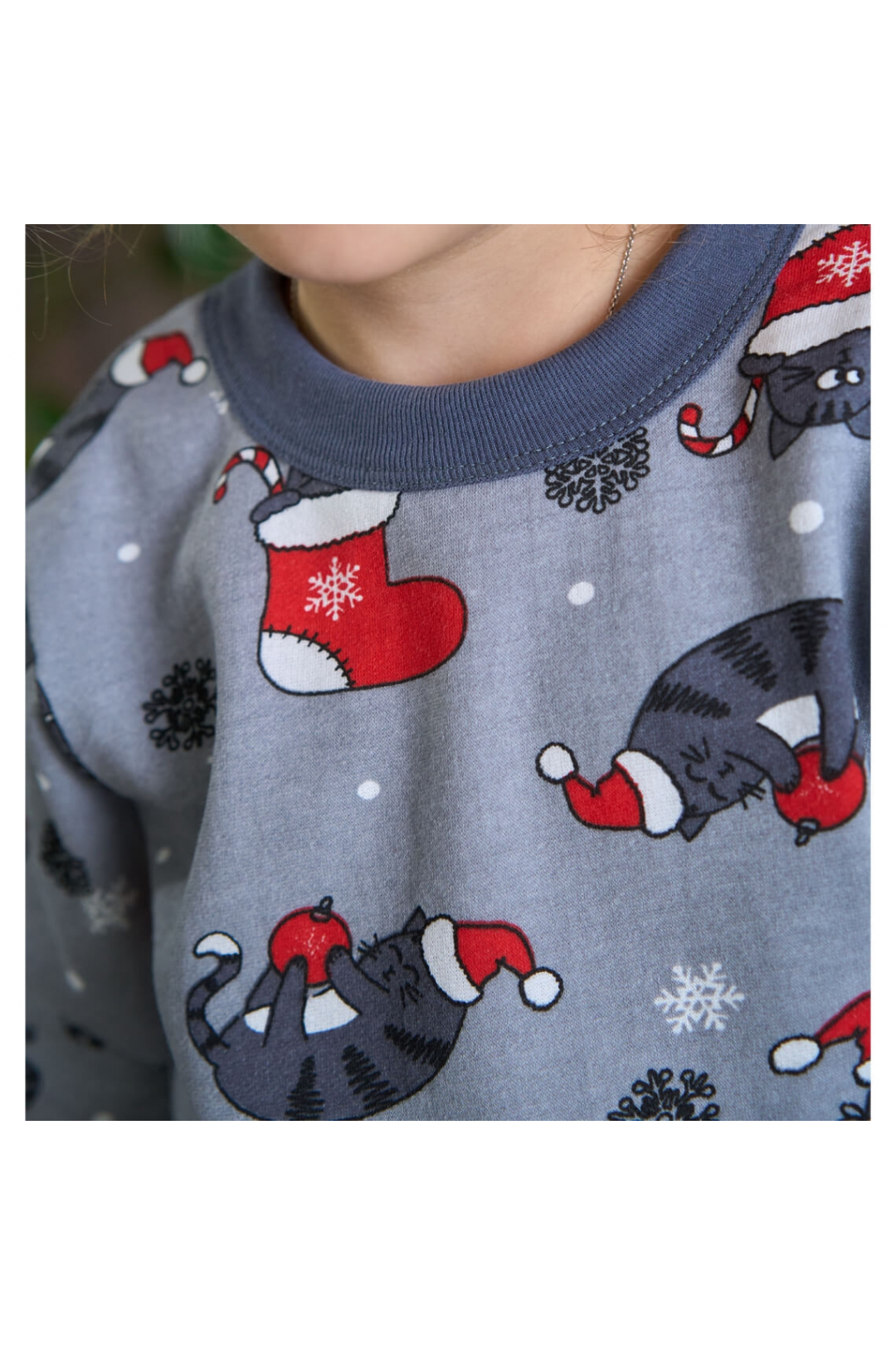 Піжама для дівчинки Котики графіт начіс (футер)