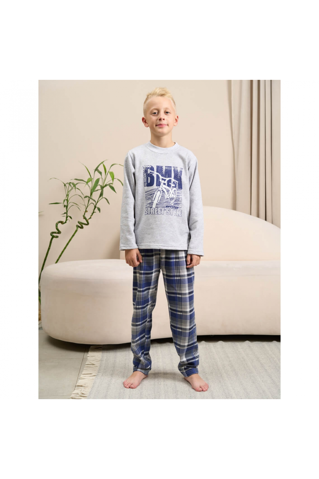 Піжама для хлопчика сірий начіс (футер)