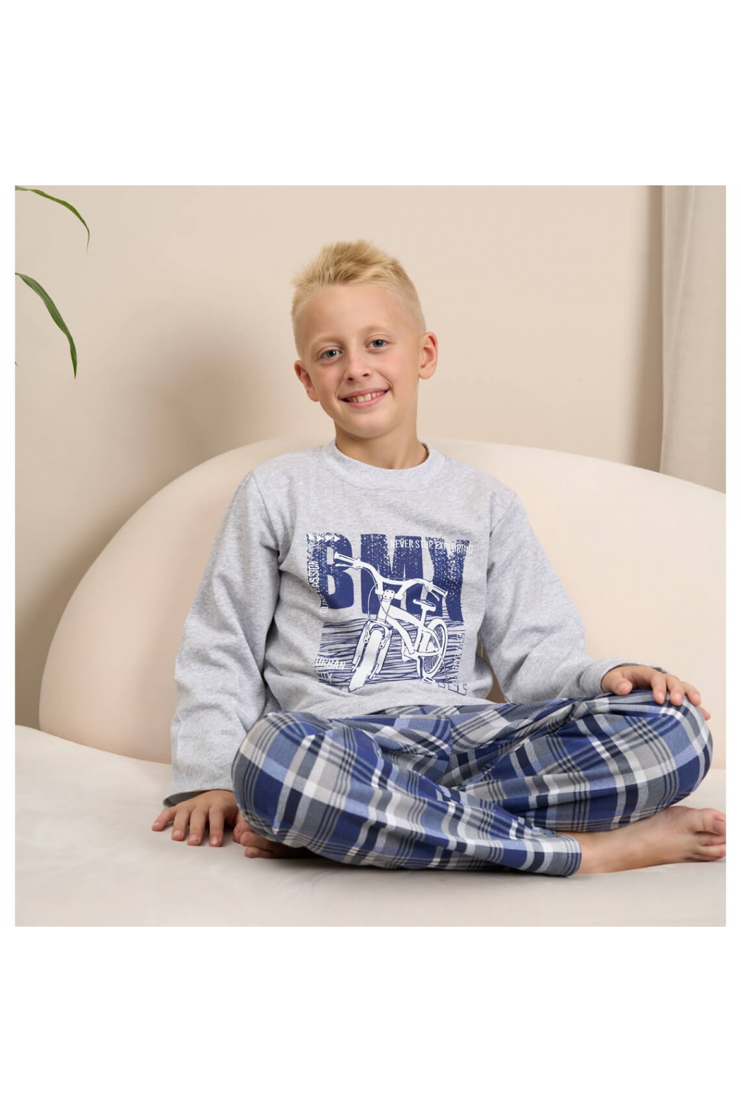 Піжама для хлопчика сірий начіс (футер)