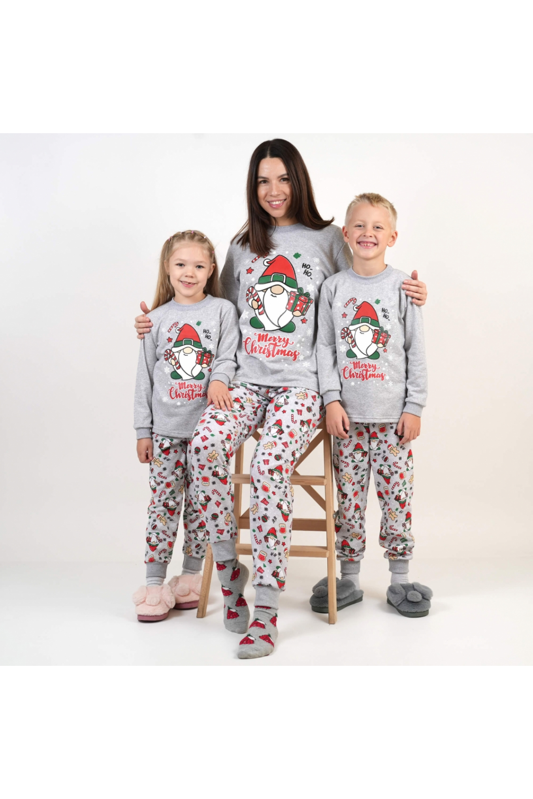 Піжама жіноча сірий начіс (футер) - 1