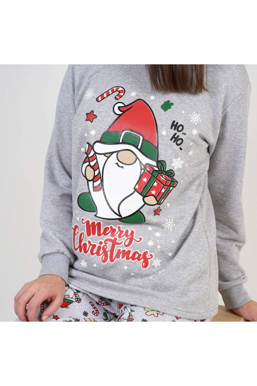 Піжама жіноча сірий начіс (футер) - 2