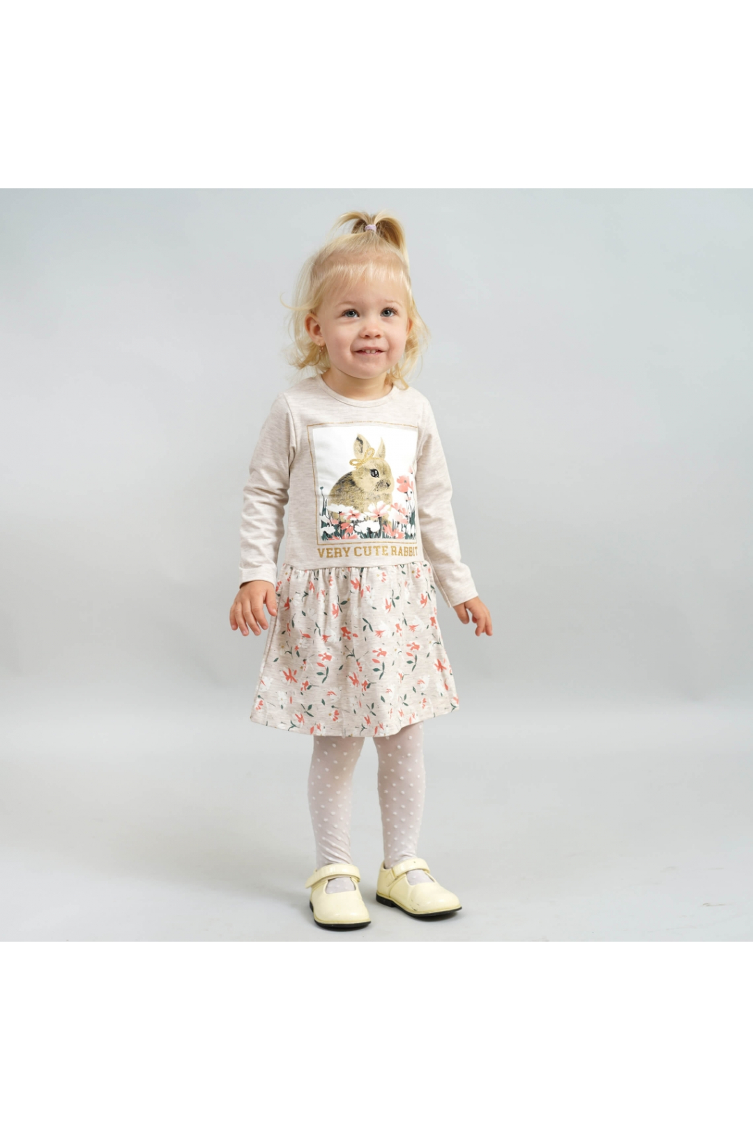 Сукня з зайчиком для дівчинки бежевий фулікра