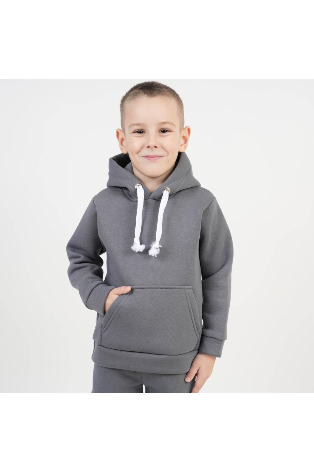 Костюм дитячий теплий графіт тринитка на флісі - 1
