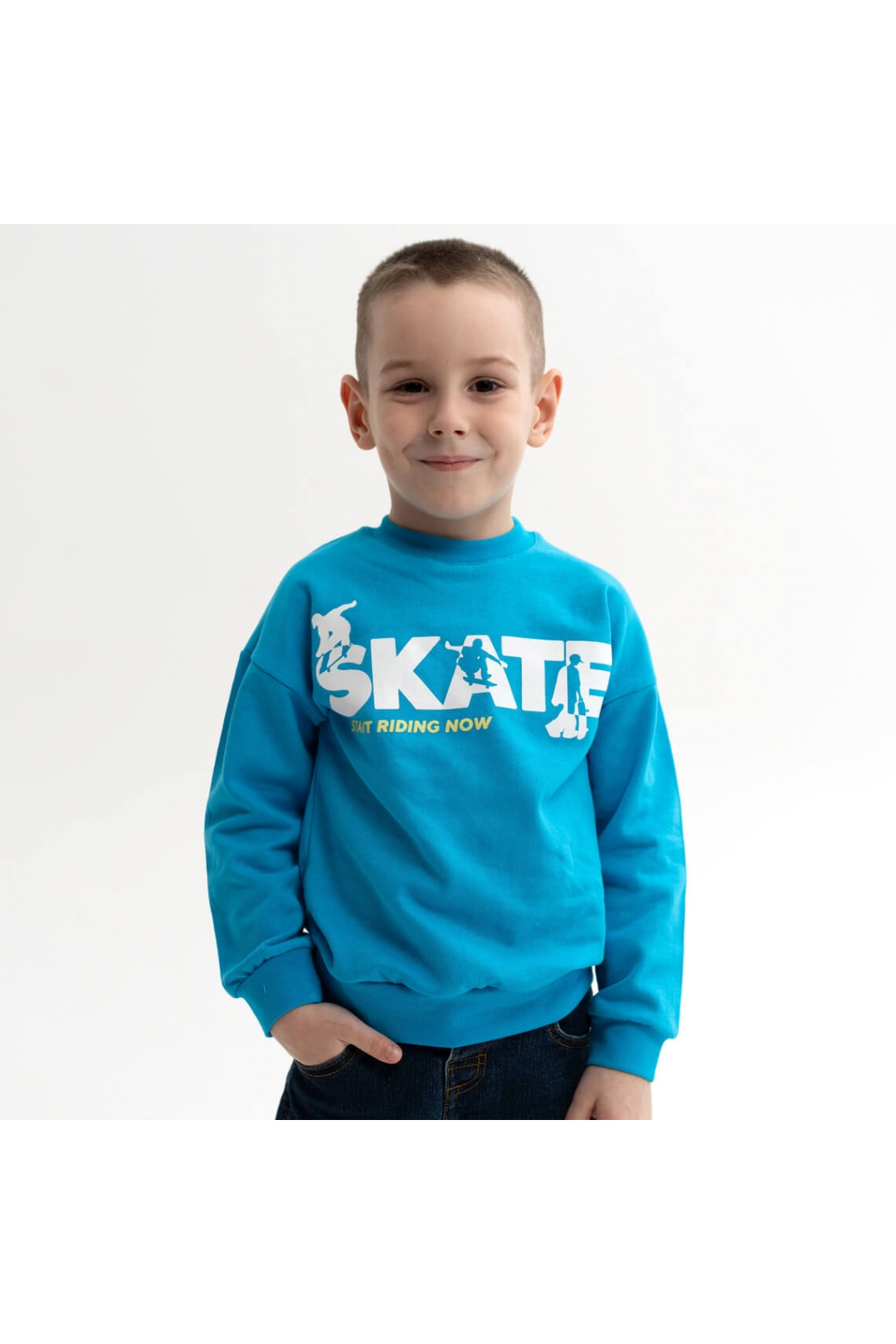 Світшот для хлопчика блакитний начіс (футер)