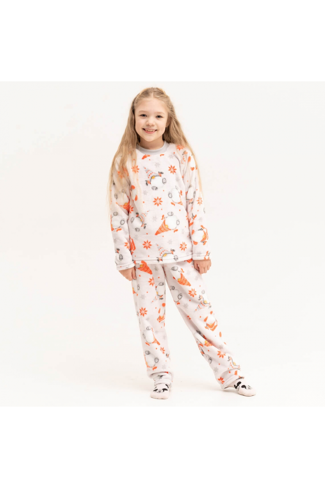 Піжама для дівчинки Гноми рожевий велсофт