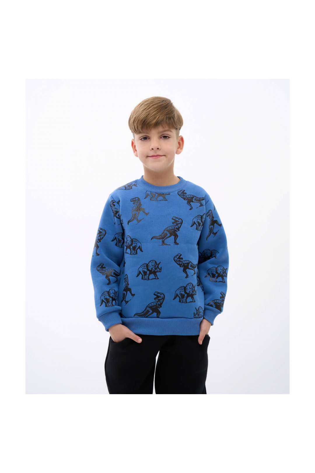 Світшот для хлопчика синій тринитка на флісі