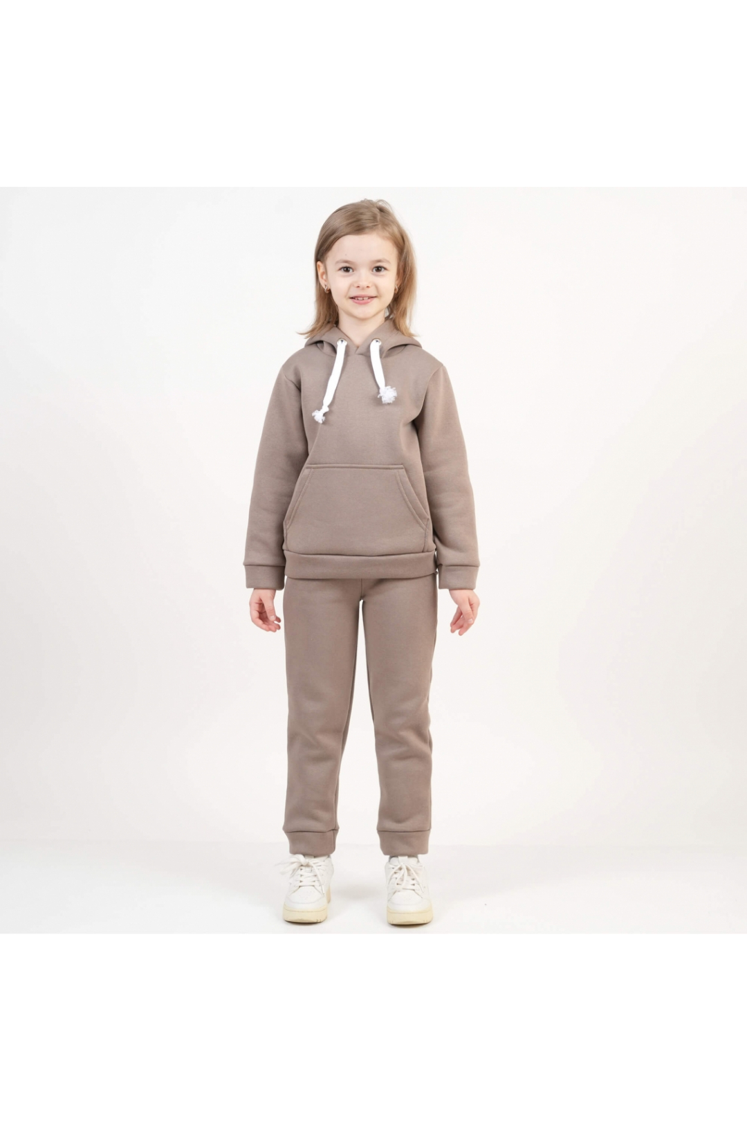 Теплий костюм для хлопчика бежевий тринитка на флісі