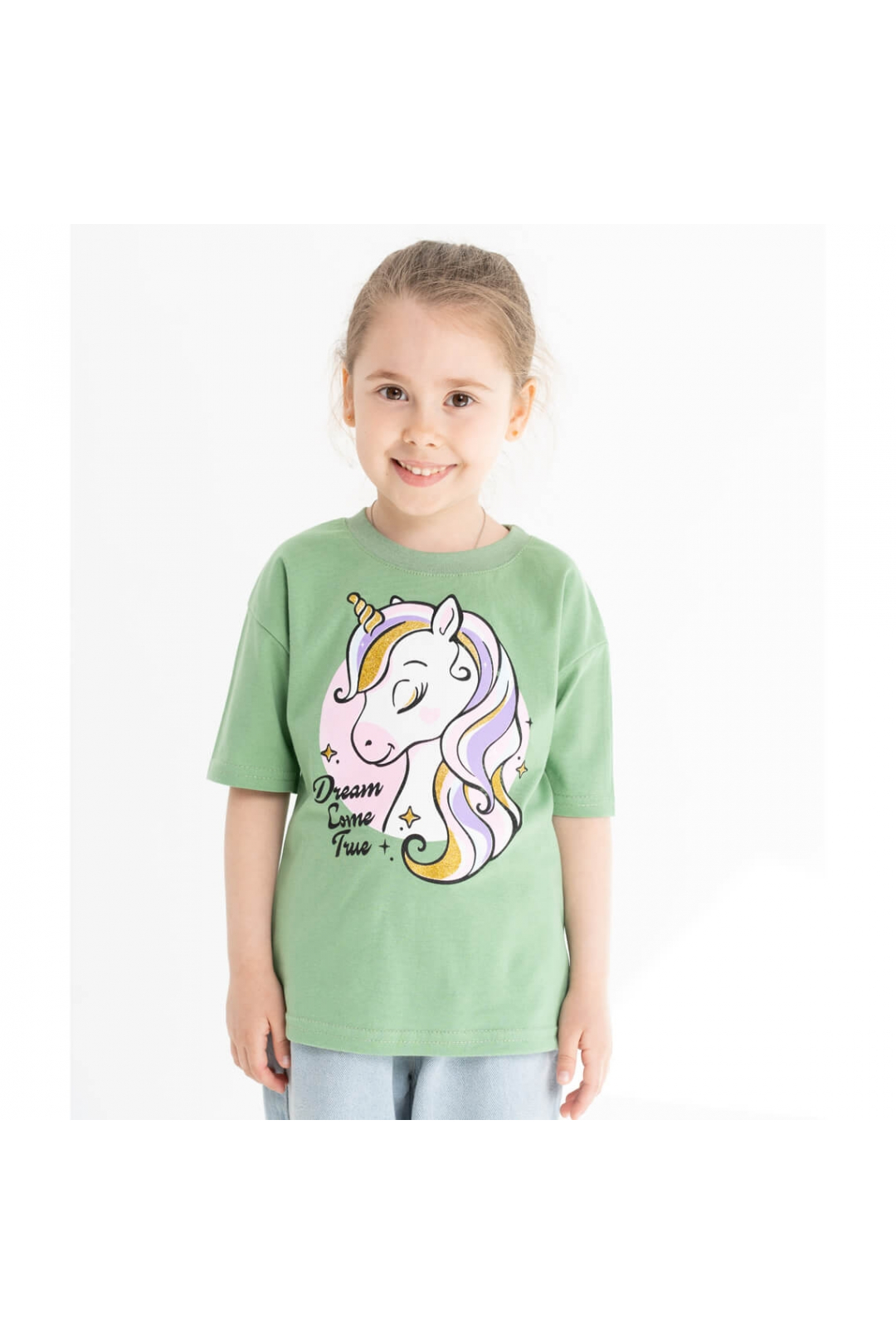 Футболка для дівчинки олива кулір