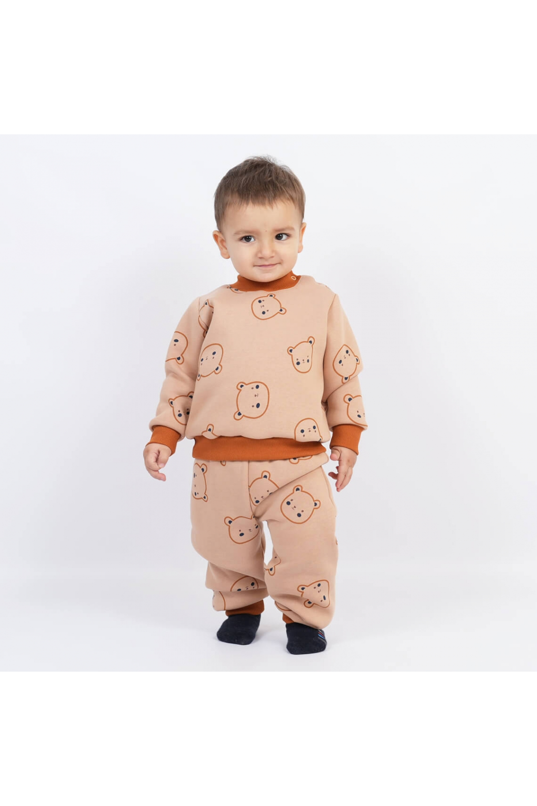 Костюм для малят Ведмедики бежевий тринитка на флісі