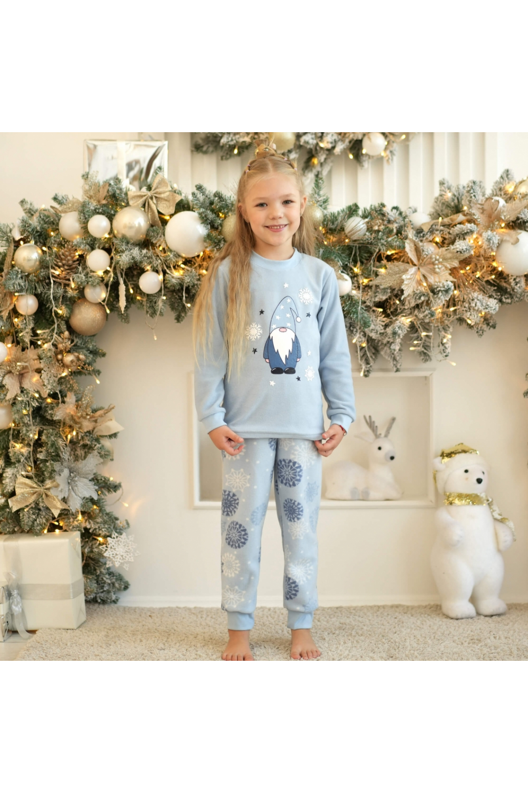 Піжама для дівчинки Гном блакитний фліс