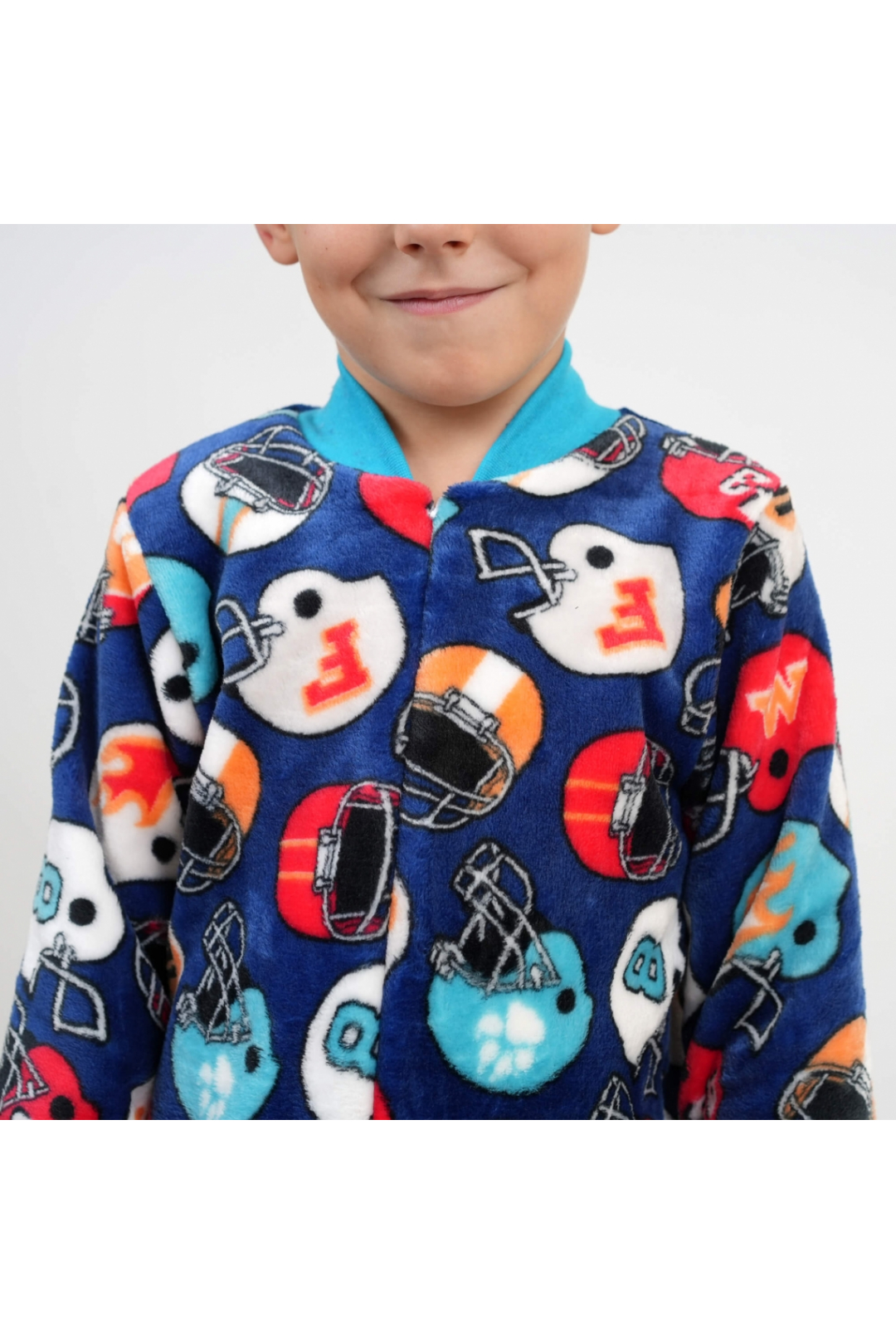 Тепла піжама для хлопчика синій вельсофт